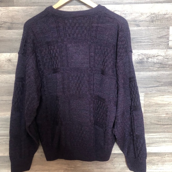 Vintage Grandpa  Textured Pullover V-Neck Wool Blend  Knit Sweater Medium - Picture 7 of 8